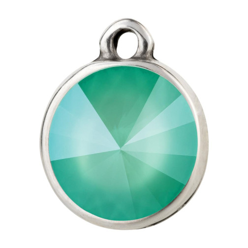 Pendente argento antico con cristallo Rivoli Crystal Mint Green 12mm 999° argentato stile antico