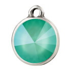 Pendant silver antique with Rivoli crystal stone in Crystal Mint Green 12mm