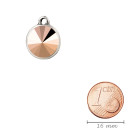 Anhänger antik silber mit Rivoli Kristallstein Crystal Rose Gold 12mm 999° antik versilbert