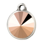 Pendant silver antique with Rivoli crystal stone in Crystal Rose Gold 12mm