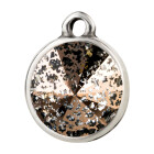 Pendant silver antique with Rivoli crystal stone in Crystal Rose Patina 12mm