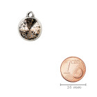 Pendant silver antique with Rivoli crystal stone in Crystal Rose Patina 12mm