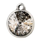Pendant silver antique with Rivoli crystal stone in Crystal Silver Patina 12mm