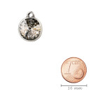 Pendant silver antique with Rivoli crystal stone in Crystal Silver Patina 12mm