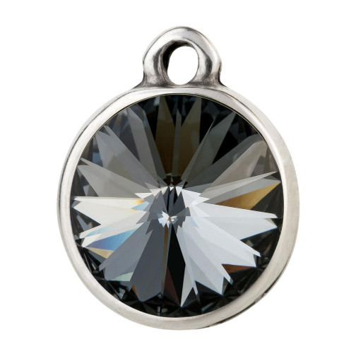 Hanger antiek zilver met Rivoli kristalsteen Crystal Silver Night 12mm 999° antiek verzilverd