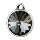Pendant silver antique with Rivoli crystal stone in Crystal Silver Night 12mm