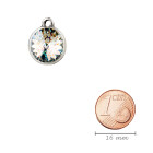 Pendant silver antique with Rivoli crystal stone in Crystal White Patina 12mm