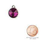Pendant antique silver with Rivoli crystal stone Amethyst 12mm 999° antique silver plated