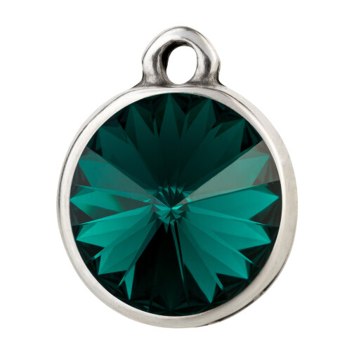 Anhänger antik silber mit Rivoli Kristallstein Emerald 12mm