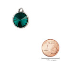 Bedels antiek zilver met Rivoli kristal steen Emerald 12mm