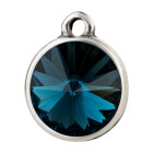 Pendant silver antique with Rivoli crystal stone in Montana 12mm