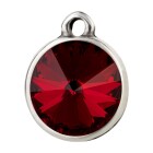 Pendant silver antique with Rivoli crystal stone in Siam 12mm