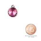 Pendentif argent antique avec un pierre de cristal Rivoli Rose 12mm