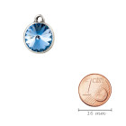 Pendente argento antico con cristallo Rivoli Light Sapphire 12mm 999° argentato stile antico
