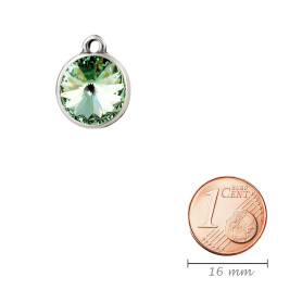 Hanger antiek zilver met Rivoli kristalsteen Chrysolite...