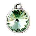 Pendant silver antique with Rivoli crystal stone in Chrysolite 12mm