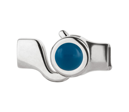 Cierre de gancho plata antigua con cabochon Crystal Lapis Pearl 7mm (ID 5x2) 999° plateado antiguo