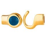 Hook closure gold Cabochon Crystal Lapis Pearl 7mm (ID 5x2) 24K gold plated