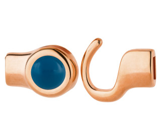 Hakenverschluss rosegold mit Cabochon Crystal Lapis Pearl 7mm (ID 5x2) 24K rosé vergoldet