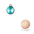 Pendant antique silver with Rivoli crystal stone Light Turquoise 12mm 999° antique silver plated