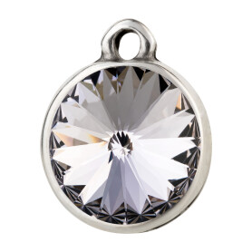 Pendant silver antique with Rivoli crystal stone in Smoky...