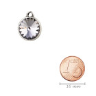 Anhänger antik silber mit Rivoli Kristallstein Smoky Mauve 12mm 999° antik versilbert