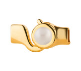 Hakenverschluss gold Cabochon Crystal White Pearl 7mm (ID 5x2) 24K vergoldet