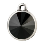 Pendentif argent antique avec cristal Rivoli Jet 12mm 999° argenté style antique