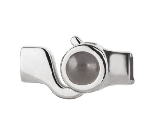 Chiusura a gancio argento antico Cabochon Crystal Dark Grey Pearl 7mm (ID 5x2) 999° placcato argento