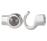 Hook closure silver antique with Cabochon in Crystal Dark Grey Pearl 7mm (ID 5x2) 999° antique silver plated