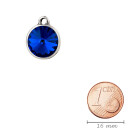 Pendant silver antique with Rivoli crystal stone in Majestic Blue 12mm