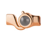 Fermoir crochet or rose avec cabochon Crystal Dark Grey Pearl 7mm (ID 5x2) 24K doré rose