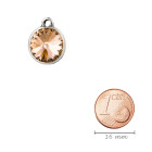 Colgante plata antigua con cristal Rivoli Light Peach 12mm 999° plateado estilo antiguo