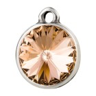 Pendente argento antico con un pietra cristallo Rivoli Light Peach 12mm