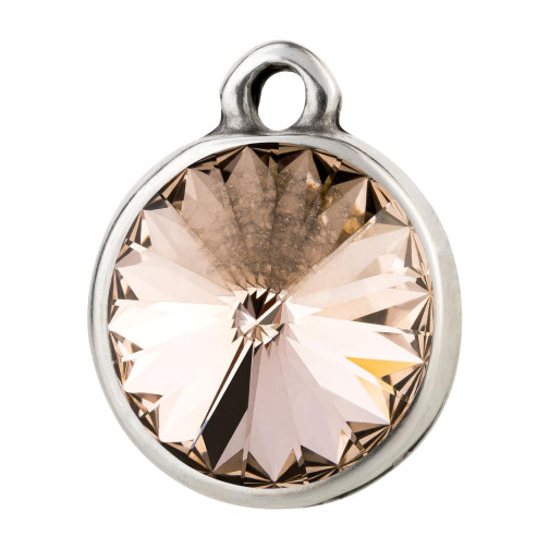 Pendant antique silver with Rivoli crystal stone Silk 12mm 999° antique silver plated