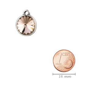 Pendant antique silver with Rivoli crystal stone Silk 12mm 999° antique silver plated