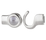 Chiusura a gancio argento antico Cabochon Crystal Lavender Pearl 7mm (ID 5x2) 999° placcato argento