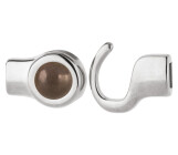 Hook closure silver antique with Cabochon in Crystal Deep Brown Pearl 7mm (ID 5x2) 999° antique silver plated