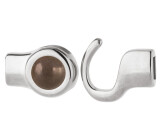 Haaksluiting antiek zilver met cabochon Crystal Deep Brown Pearl 7mm (ID 5x2) 999° antiek verzilverd