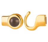 Haaksluiting goud met cabochon Crystal Deep Brown Pearl 7mm (ID 5x2) 24K verguld