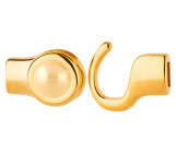 Haaksluiting goud met cabochon Crystal Gold Pearl 7mm (ID 5x2) 24K verguld