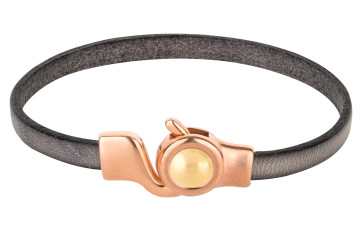 Hakenverschluss rosegold mit Cabochon Crystal Gold Pearl 7mm (ID 5x2) 24K rosé vergoldet