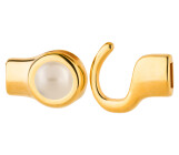 Hook closure gold Cabochon Crystal Creampearl 7mm (ID 5x2) 24K gold plated