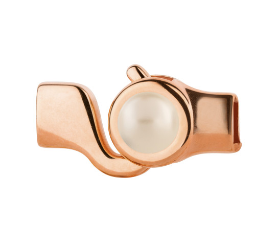 Haaksluiting rosegoud met cabochon Crystal Creampearl 7mm (ID 5x2) 24K rosé verguld