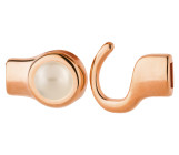 Haaksluiting rosegoud met cabochon Crystal Creampearl 7mm (ID 5x2) 24K rosé verguld