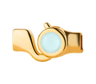 Hakenverschluss gold mit Cabochon Crystal Powder Blue 7mm...