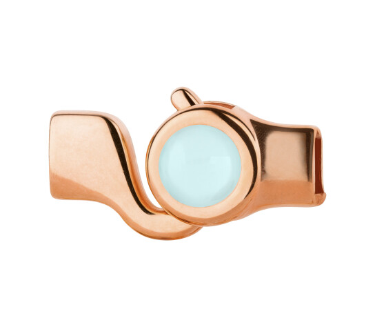 Hook closure rose gold Cabochon Crystal Powder Blue 7mm (ID 5x2) 24K rose gold plated