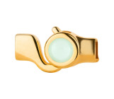 Hook clasp gold with cabochon Crystal Powder Green 7mm (ID 5x2) 24K gold-plated