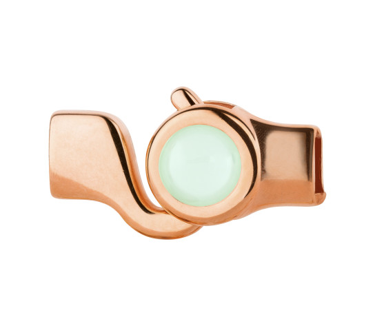 Cierre de gancho oro rosa con cabochon Crystal Powder Green 7mm (ID 5x2) 24K chapado en oro rosa
