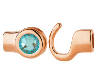 Hook clasp rose gold with crystal stone Silky Sage DeLite 7mm (ID 5x2) 24K rose gold-plated